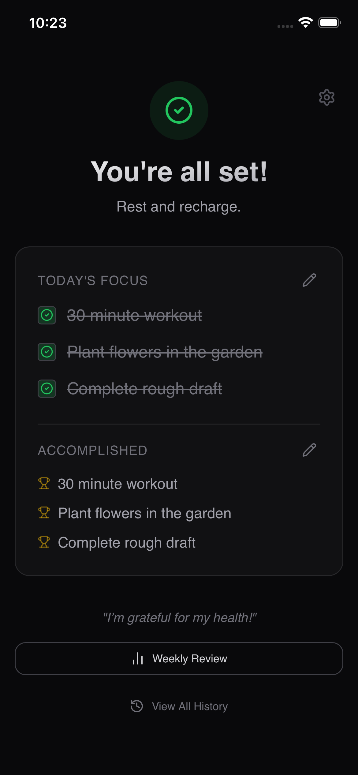 Daywise evening reflection screen